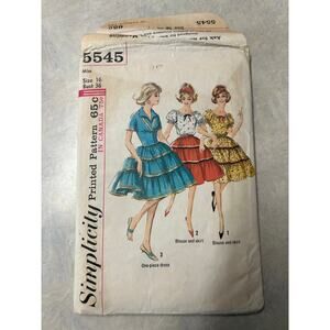 Vintage 1964 Simplicity Pattern #5545 Girls One Piece Dress Blouse Skirt Size 16